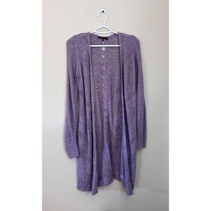 Love Elle Womens XSmall Purple Open Cardigan Sweater Open Knit Long Sleeve